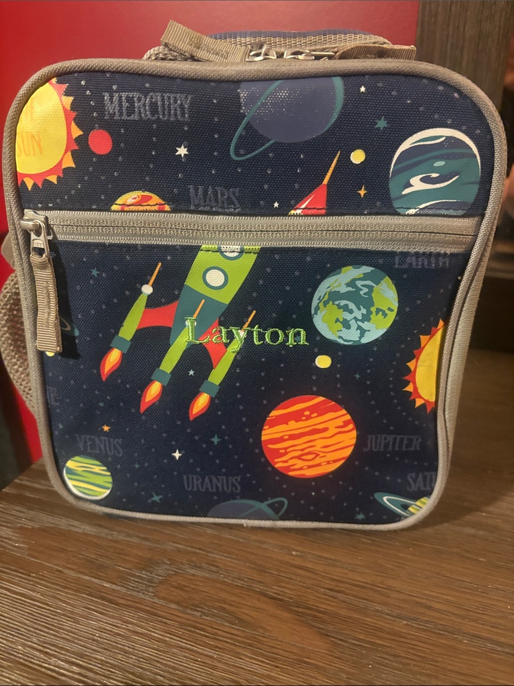 Pottery Barn Space Themed Kids Lunch Bag. Personalized Layton